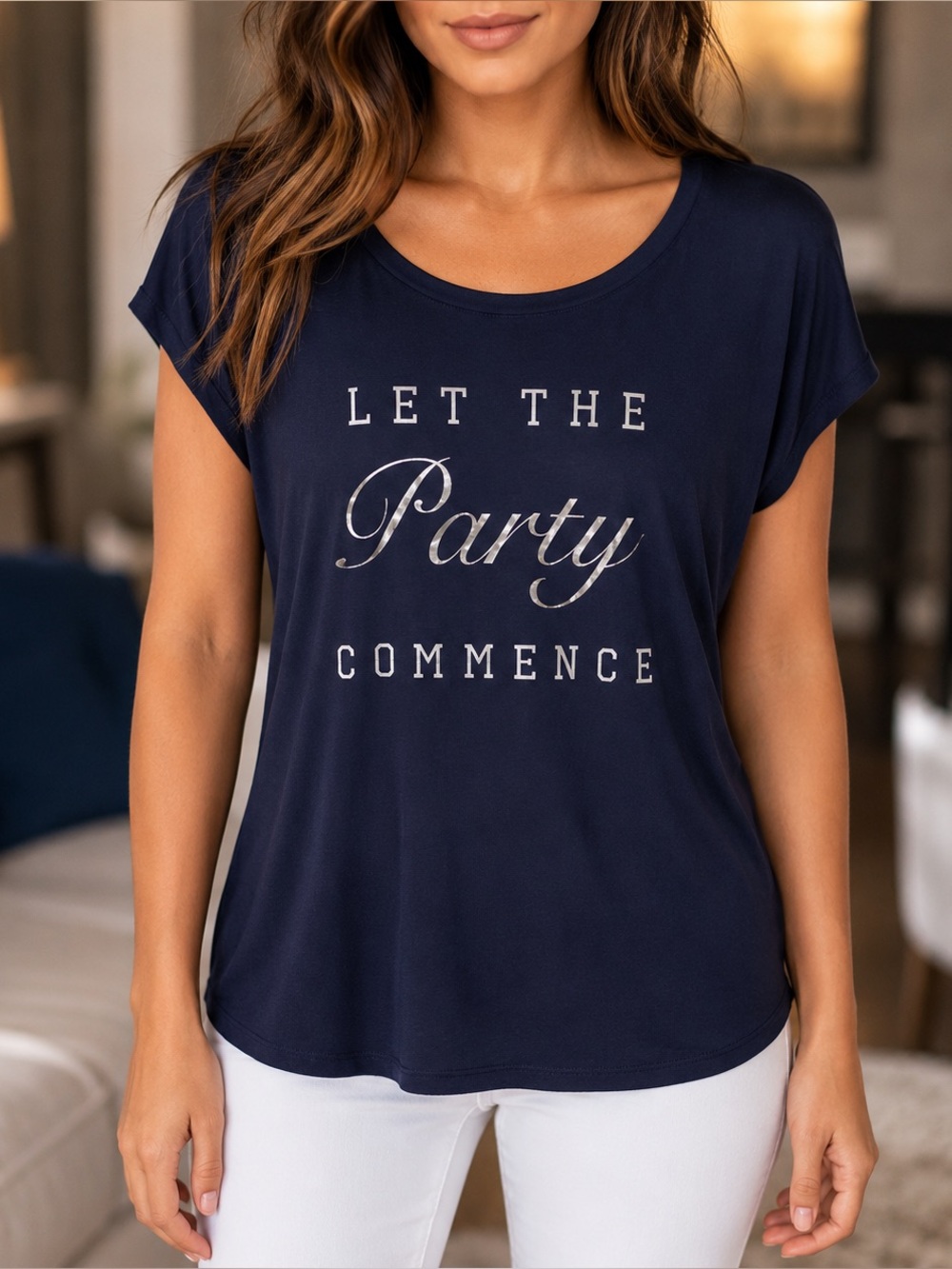 Awake Navy Short Sleeve Tee with Silver Print